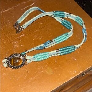 Free People Teal and Silver Choker Necklace